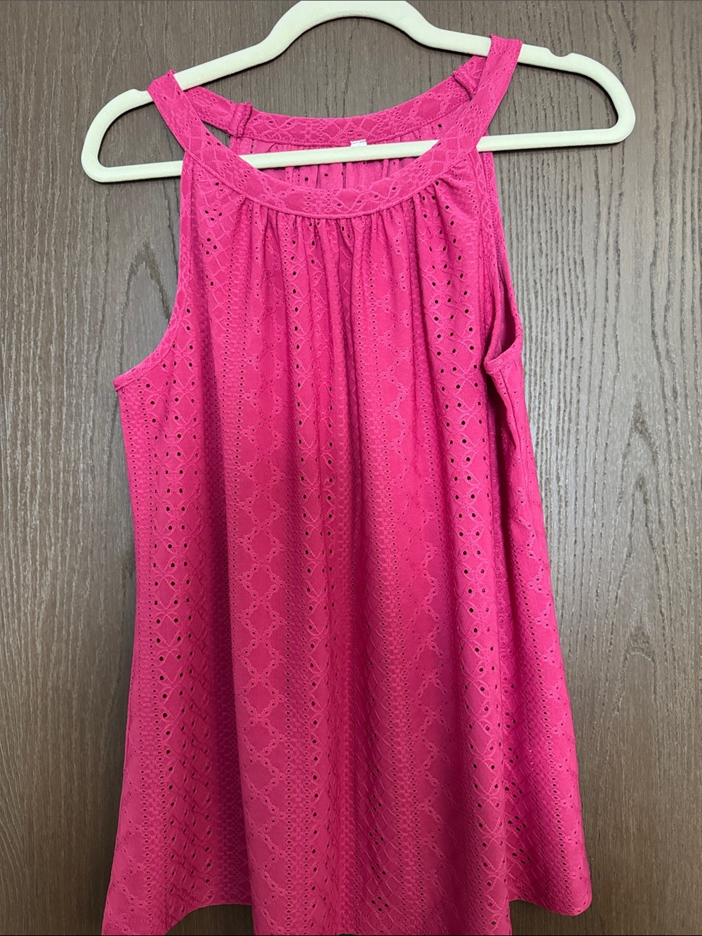 Source Unknown Hot Pink Eyelet Tank Top